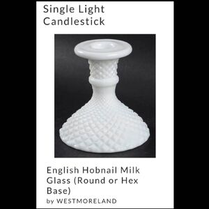 1 English Hobnail Milk Glass Single Light Candle Stick 🕯 by Westmoreland